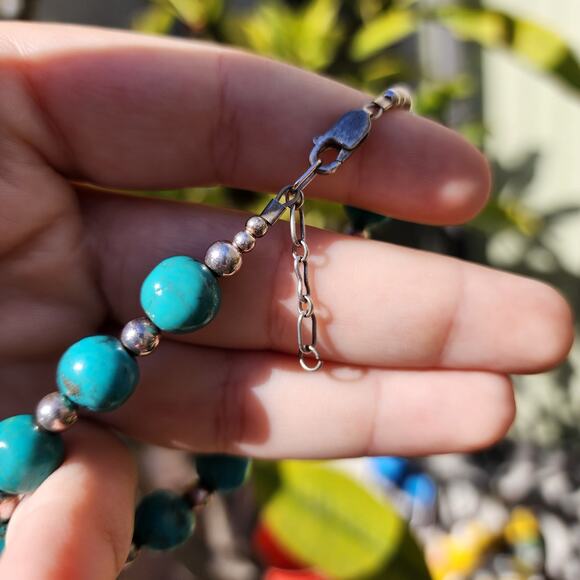 Relios Carolyn Pollack Bracelent Genuine Turquoise 925 Sterling Silver Beaded - Picture 6 of 11